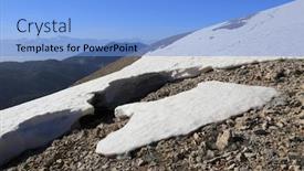  Presentation with mountain snow - Presentation theme featuring landscape-with-melted-snow background and a light blue colored foreground