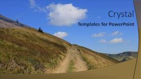  Presentation with pathway - Amazing PPT layouts having landscape-with-mountain-pathway-under backdrop and a teal colored foreground