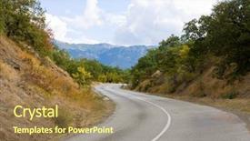  Presentation with mountain roads - Cool new theme with landscape with mountain roads turn backdrop and a coral colored foreground