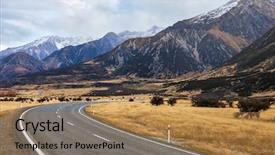  Presentation with new zealand - Audience pleasing presentation consisting of landscape with mountain winding road backdrop and a  colored foreground