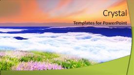  Presentation with sugarcane fields mountains landscape nature - Cool new presentation theme with landscape with mountains under morning backdrop and a  colored foreground