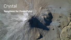  Presentation with volcanoes - Presentation featuring landscape with muddy volcanoes from berca region buzau county romania - aerial view background and a gray colored foreground