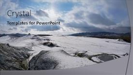  Presentation with volcanoes - Beautiful slide deck featuring landscape-with-muddy-volcanoes backdrop and a light blue colored foreground