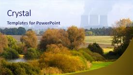  Presentation with nuclear energy - Amazing PPT theme having energy nucleaire - rural south bohemian landscape backdrop and a  colored foreground