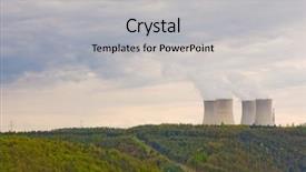  Presentation with gas turbine - PPT theme enhanced with gas turbine powr plant - landscape with nuclear power background and a light gray colored foreground