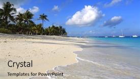  Presentation with morning show - Audience pleasing slide set consisting of landscape with ocean sandy shore backdrop and a soft green colored foreground