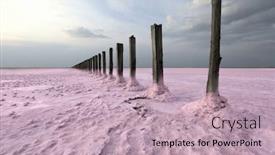  Presentation with pink sky - Cool new PPT layouts with landscape-with-old-piles backdrop and a mint green colored foreground