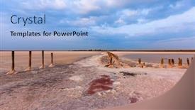  Presentation with pink sky - PPT layouts featuring landscape-with-old-piles background and a light blue colored foreground