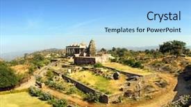  Presentation with old india - Colorful presentation design enhanced with landscape with old temple backdrop and a light blue colored foreground