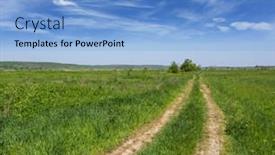  Presentation with pathway - Beautiful theme featuring landscape-with-pathway-in-summer backdrop and a light blue colored foreground