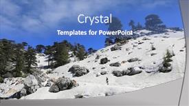  Presentation with pathway - Colorful presentation theme enhanced with landscape-with-pathway-to-mountain backdrop and a teal colored foreground