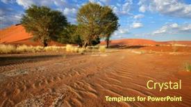  Presentation with landscape desert - PPT theme enhanced with landscape with red sand dunes desert grasses and african acacia trees sossusvlei namibia background and a tawny brown colored foreground