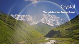  Presentation with sugarcane fields mountains landscape nature - Colorful theme enhanced with landscape with river and rainbow backdrop and a  colored foreground