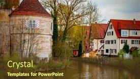  Presentation with bavaria - PPT layouts featuring landscape-with-river-and-town background and a tawny brown colored foreground
