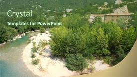  Presentation with landscape - Presentation design enhanced with landscape-with-river-the-eygues background and a tawny brown colored foreground