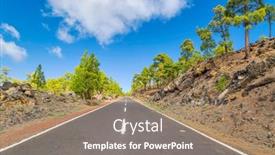  Presentation with pine - Colorful presentation enhanced with landscape-with-road-in-pine backdrop and a gray colored foreground