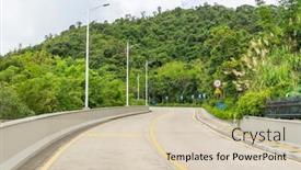  Presentation with hill road - Presentation design featuring landscape-with-road-on-hill background and a  colored foreground