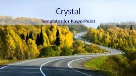  Presentation with hill road - Audience pleasing presentation theme consisting of landscape with road backdrop and a sky blue colored foreground