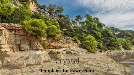  Presentation with rocks - PPT theme with landscape-with-rocks-over background and a coral colored foreground