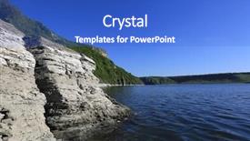  Presentation with rocky shore - Amazing presentation theme having landscape with rocky lake shore in nice day backdrop and a cobalt blue colored foreground