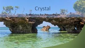  Presentation with rocky shore - PPT theme featuring landscape-with-rocky-ocean-shore background and a light blue colored foreground