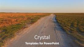  Presentation with landscape desert - Presentation theme enhanced with landscape-with-rut-road background and a gray colored foreground