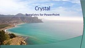  Presentation with seashore - Amazing PPT theme having landscape with seashore mountains and nice clouds backdrop and a sky blue colored foreground