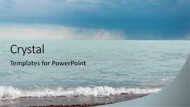  Presentation with sky - Presentation design featuring landscape with see and dramatic background and a light blue colored foreground