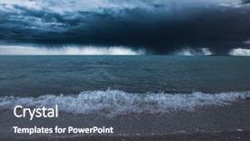  Presentation with landscape - Presentation design with landscape with see and dramatic background and a ocean colored foreground