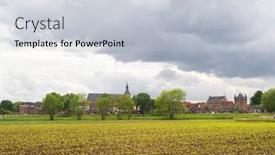  Presentation with dutch - Presentation design with landscape-with-skyline-of-dutch background and a light gray colored foreground