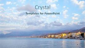  Presentation with crete island - Presentation theme consisting of landscape-with-small-resort-town background and a sky blue colored foreground