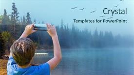  Presentation with landscape delight - Presentation enhanced with landscape with smartphone rocky mountain background and a light blue colored foreground