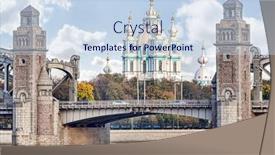  Presentation with bridge - PPT theme consisting of landscape-with-smolny-cathedral background and a sky blue colored foreground