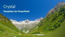  Presentation with river forest - Slide set consisting of landscape-with-snowy-alps-mountains background and a ocean colored foreground