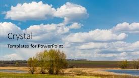  Presentation with meadow - PPT theme enhanced with landscape-with-spring-trees background and a light blue colored foreground