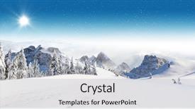  Presentation with winter blue - Cool new PPT theme with landscape with spruce trees blue backdrop and a light gray colored foreground