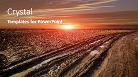  Presentation with field - Presentation enhanced with landscape-with-sunset-over-plowed background and a coral colored foreground