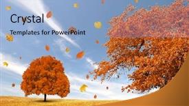  Presentation with autumn leaves falling - Slides enhanced with landscape with the falling leaves background and a  colored foreground