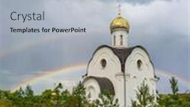  Presentation with church dove - PPT theme with landscape-with-the-image background and a light blue colored foreground