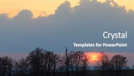  Presentation with sun - Theme having landscape with the setting sun background and a gray colored foreground