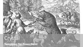  Presentation with dogs - PPT theme having landscape-with-three-hunters background and a gray colored foreground