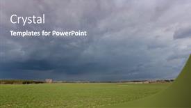  Presentation with thunderstorm - Cool new PPT theme with landscape-with-thunderstorm-over-green backdrop and a gray colored foreground
