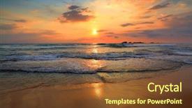  Presentation with beautiful spanish landscape costa blanca - Colorful PPT theme enhanced with landscape with tropical sea sunset backdrop and a tawny brown colored foreground