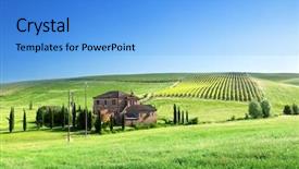  Presentation with farm house - Cool new PPT theme with idea 3d rendering street sign backdrop and a  colored foreground.