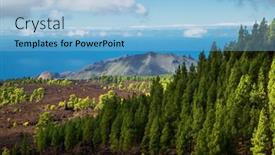  Presentation with road - Amazing PPT theme having landscape-with-valley-mountains-sea backdrop and a light blue colored foreground