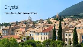  Presentation with village - Colorful PPT theme enhanced with landscape-with-village-nyons backdrop and a light blue colored foreground