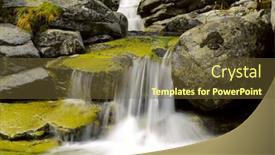  Presentation with waterfall - Presentation theme featuring landscape-with-waterfall-on-mountain background and a tawny brown colored foreground