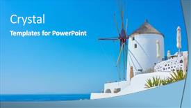  Presentation with old windmill - Cool new slide deck with landscape-with-white-old-windmill backdrop and a teal colored foreground