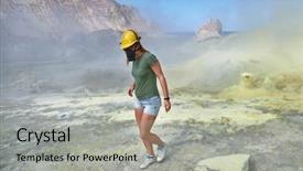  Presentation with gas - Colorful presentation enhanced with landscape woman walking in gas backdrop and a light gray colored foreground