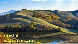  Presentation with tuscany - Cool new slide deck with landscapes and picturesque rolling hill backdrop and a tawny brown colored foreground